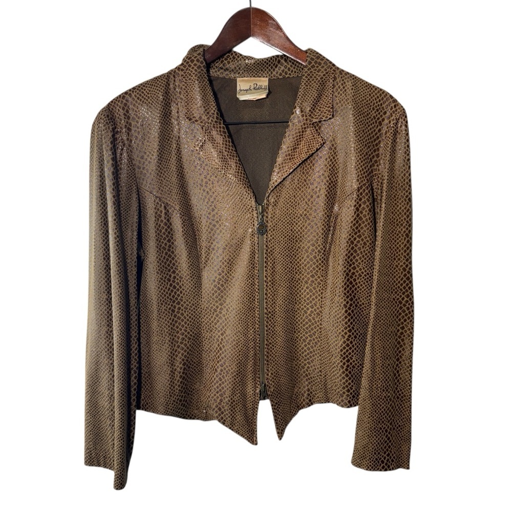 Joseph Ribkoff Vintage Brown Snakeskin Print Jacket Size Large